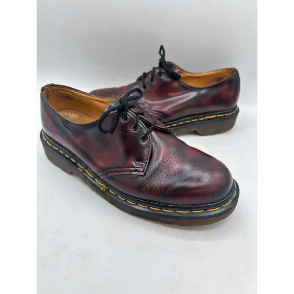 RARE Dr. Marten vintage 3 Oxford shoe eye rub off oxblood MADE IN ENGLAND SZ8 - Picture 4 of 12